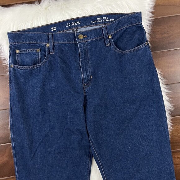 J. Crew Size 32 Primerose Wash Mid Rise Slouchy Straight Dad Denim Jeans BP294 - Picture 2 of 10